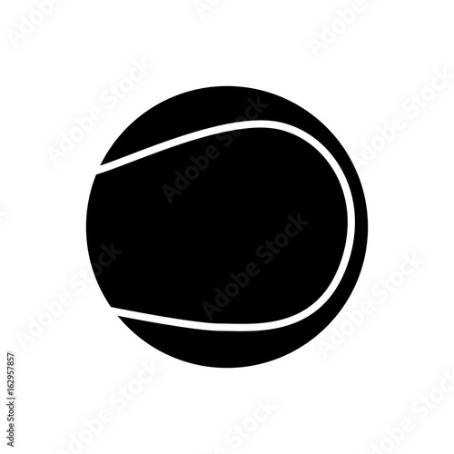 Black Tennis Ball Silhouette Isolated on White Background