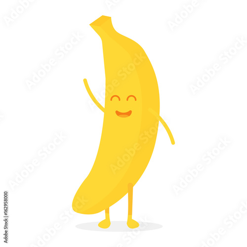 Cute banana fruit characters with faces and hands vector illustration