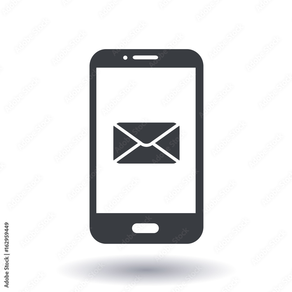 Smartphone email or sms icon. Mobile mail sign symbol. Smartphone email or sms icon. Mobile mail sign symbol.