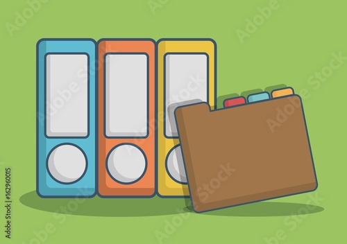document folders icon over green background colorful design vector illustration