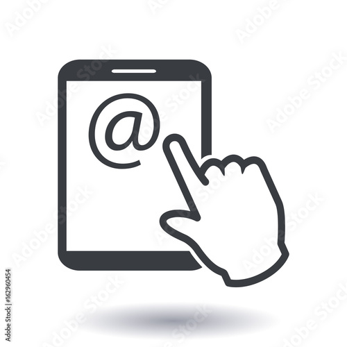 Touch screen tablet PC sign icon. Hand pointer symbol.  Mail on Screen Tablet PC.