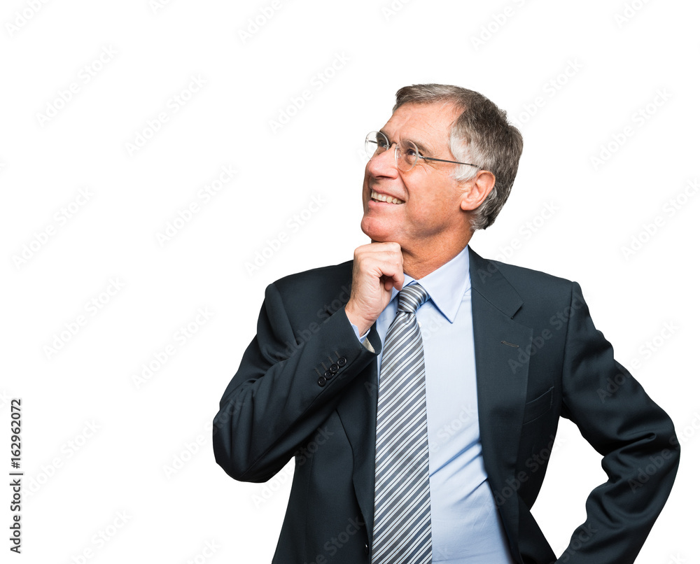 Businessman looking at the white copy-space Businessman looking at the white copy-space