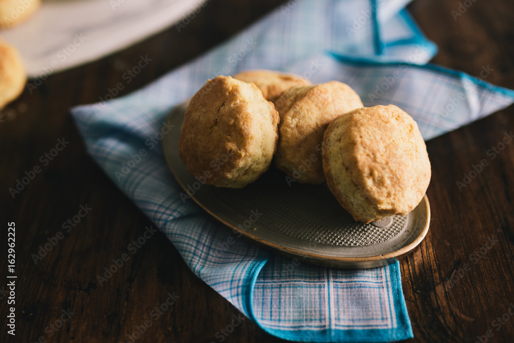 homemade scones with cheese in rustic setting homemade scones with cheese in rustic setting