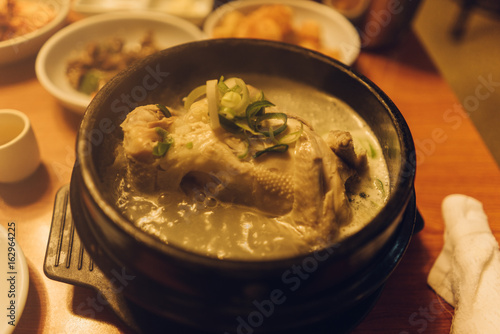 Canvas Print Hot Korean Samgyetang on a claypot