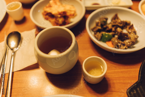 Ginseng Sake served along side a Korean meal