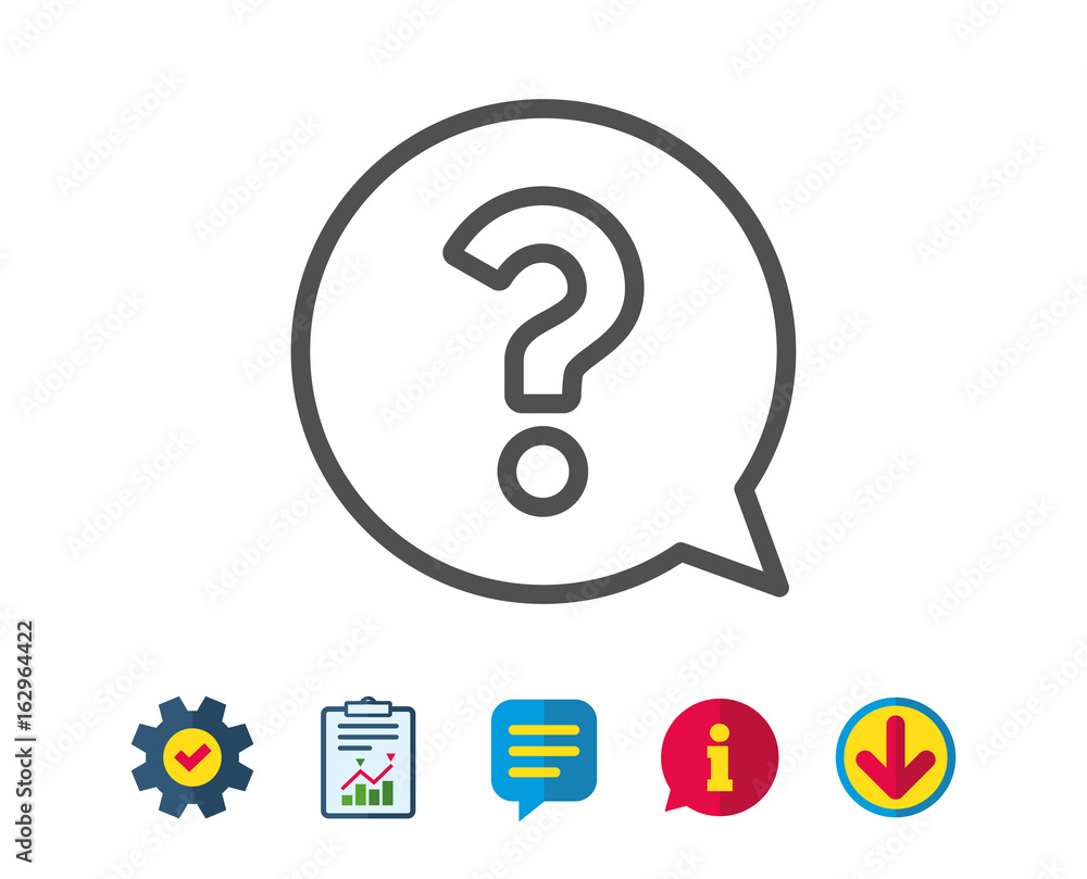 Question mark line icon. Help speech bubble sign. FAQ symbol. Report, Service and Information line signs. Download, Speech bubble icons. Editable stroke. Vector Question mark line icon. Help speech bubble sign. FAQ symbol. Report, Service and Information line signs. Download, Speech bubble icons. Editable stroke. Vector