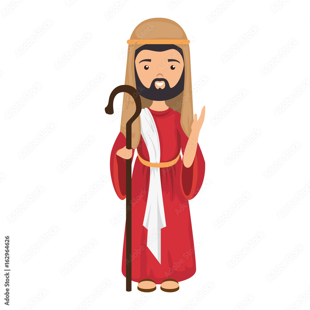 cartoon saint joseph icon over white background colorful design vector illustration