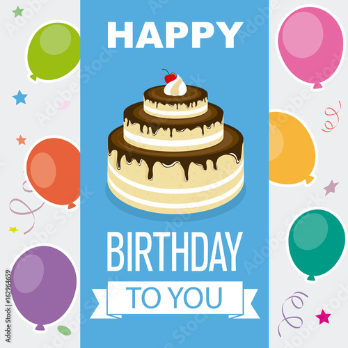 happy birthday invitation with sweet cake. space for text