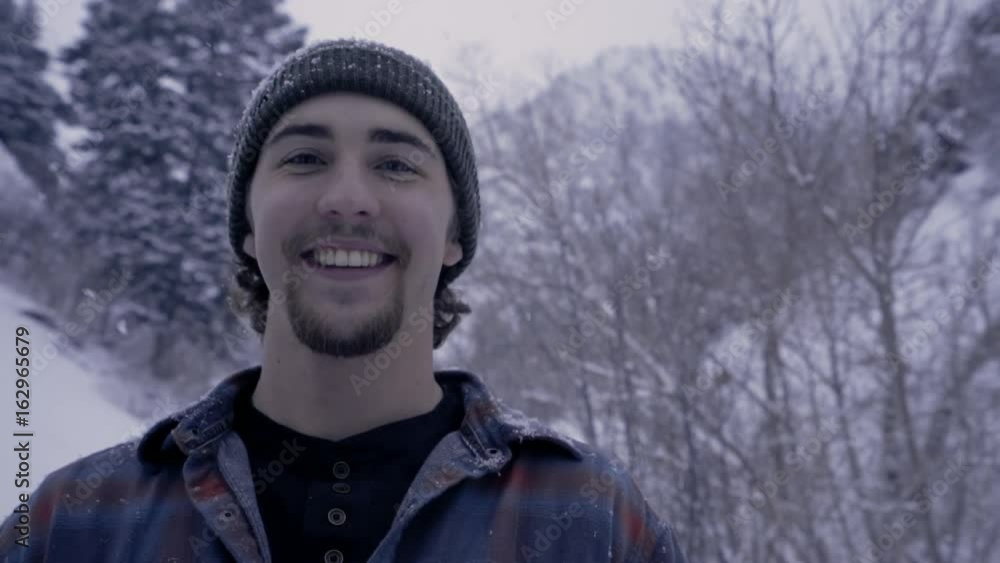 Portrait Of Young Man Smiling And Happy In Snowy Utah Portrait Of Young Man Smiling And Happy In Snowy Utah