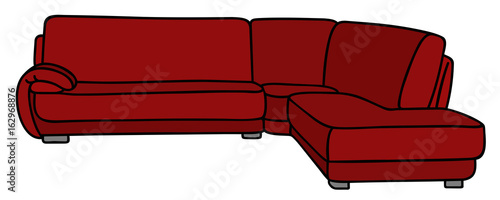 Dark red big couch