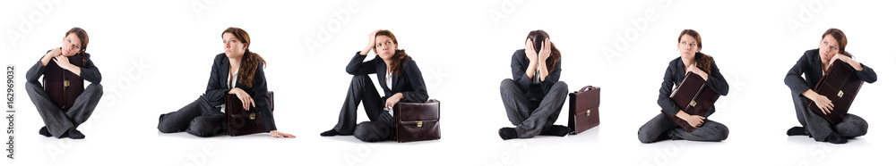 Bankrupt businesswoman isolated on white Bankrupt businesswoman isolated on white