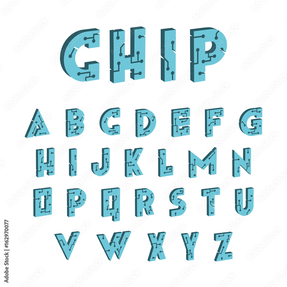 3d tech font. Digital hi-tech Alphabet. Vector letters. 3d tech font. Digital hi-tech Alphabet. Vector letters.