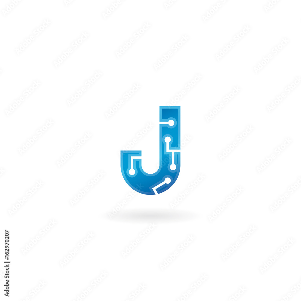 Letter J icon. Technology Smart logo, computer and data related business, hi-tech and innovative, electronic. Letter J icon. Technology Smart logo, computer and data related business, hi-tech and innovative, electronic.