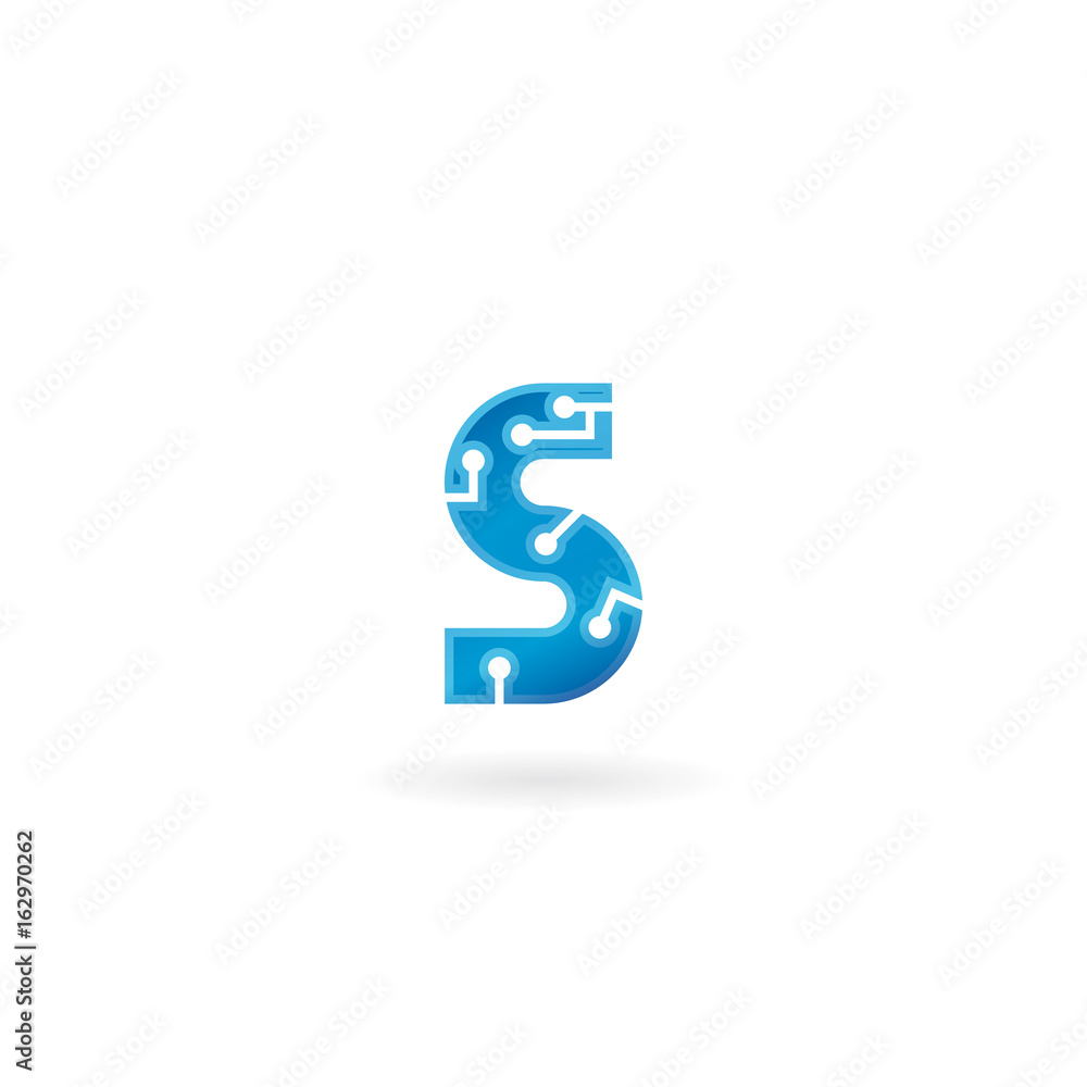 Letter S icon. Technology Smart logo, computer and data related business, hi-tech and innovative, electronic. Letter S icon. Technology Smart logo, computer and data related business, hi-tech and innovative, electronic.