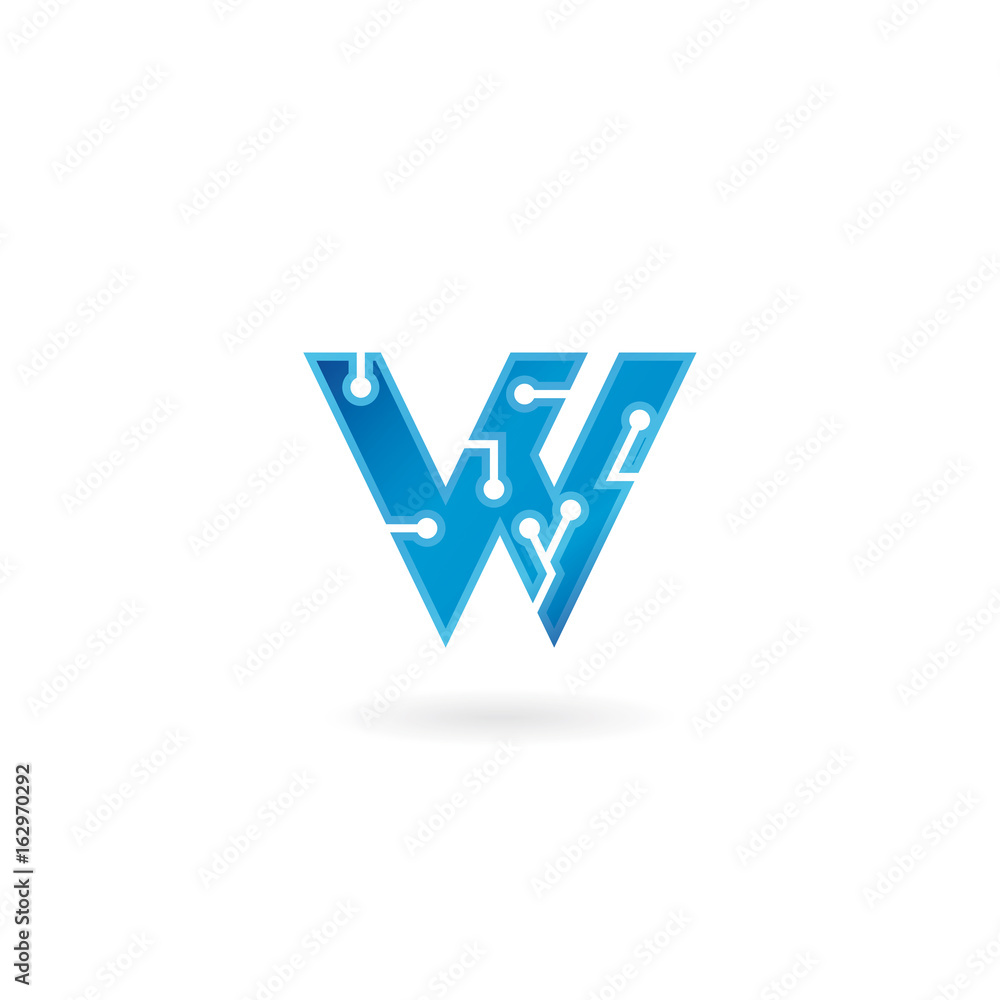 Letter W icon. Technology Smart logo, computer and data related business, hi-tech and innovative, electronic. Letter W icon. Technology Smart logo, computer and data related business, hi-tech and innovative, electronic.