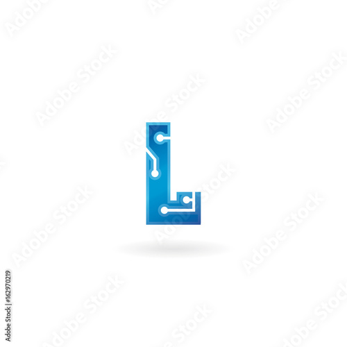 Letter L icon. Technology Smart logo, computer and data related business, hi-tech and innovative, electronic. © Vitaly