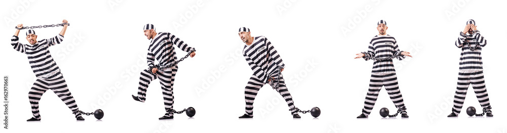 Convict criminal in striped uniform Convict criminal in striped uniform
