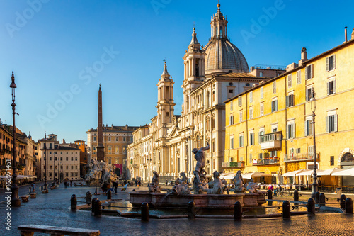Piazza Navona in Rome, Italy early in the morning