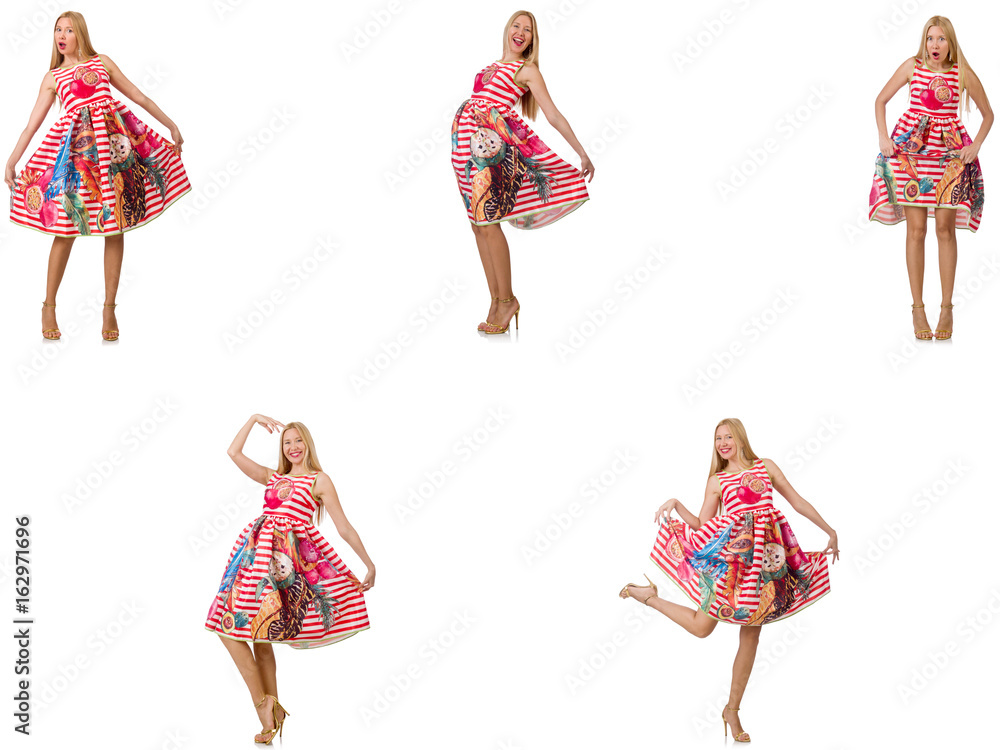 Collage of woman in fashion look isolated on white Collage of woman in fashion look isolated on white