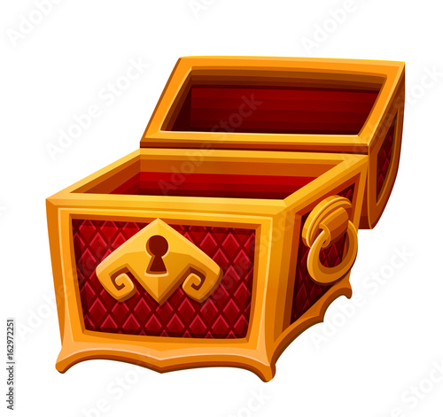 Empty golden chest. Vector illustration