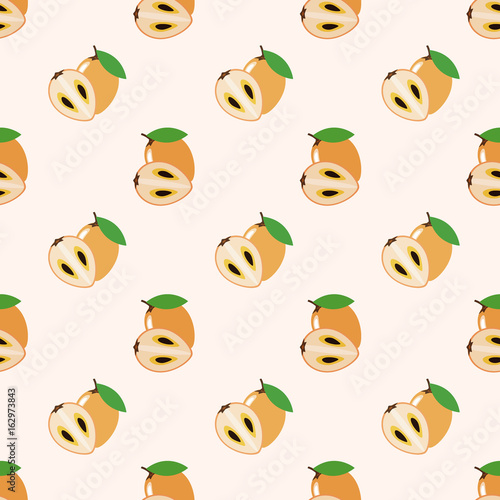 Seamless background image colorful tropical fruit sapodilla chiku