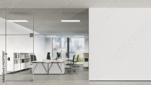 Blank wall in modern office
