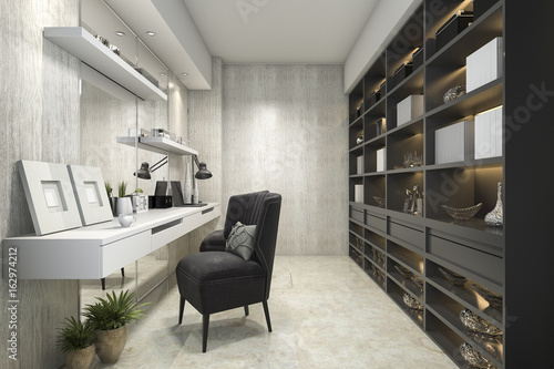 3d rendering modern luxury working room 