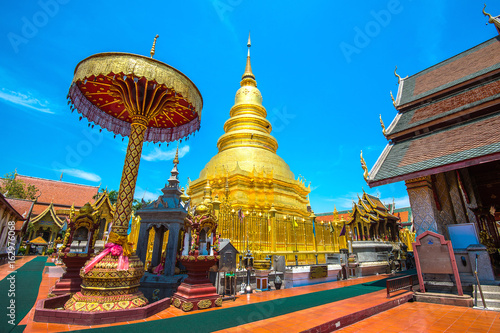 Wat Phrathat Hariphunchai Temple, Golden pagoda in Lamphun,Thailand.