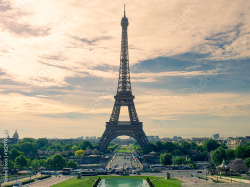 View of Eiffel Tower from Trocadero. Eiffel tower, Paris, France