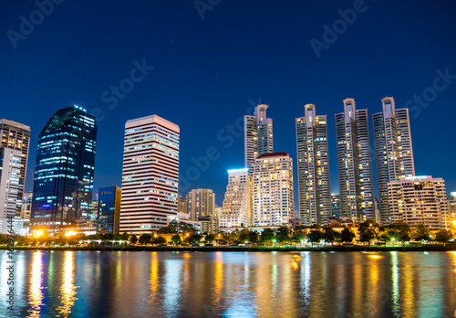Colorful cityscape at night