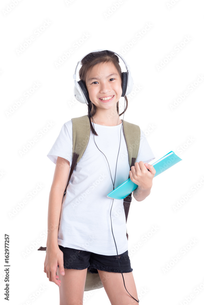 Young asian girl smiling over white background Young asian girl smiling over white background