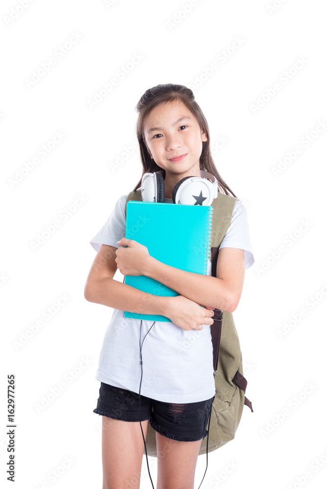 Young asian girl smiling over white background Young asian girl smiling over white background