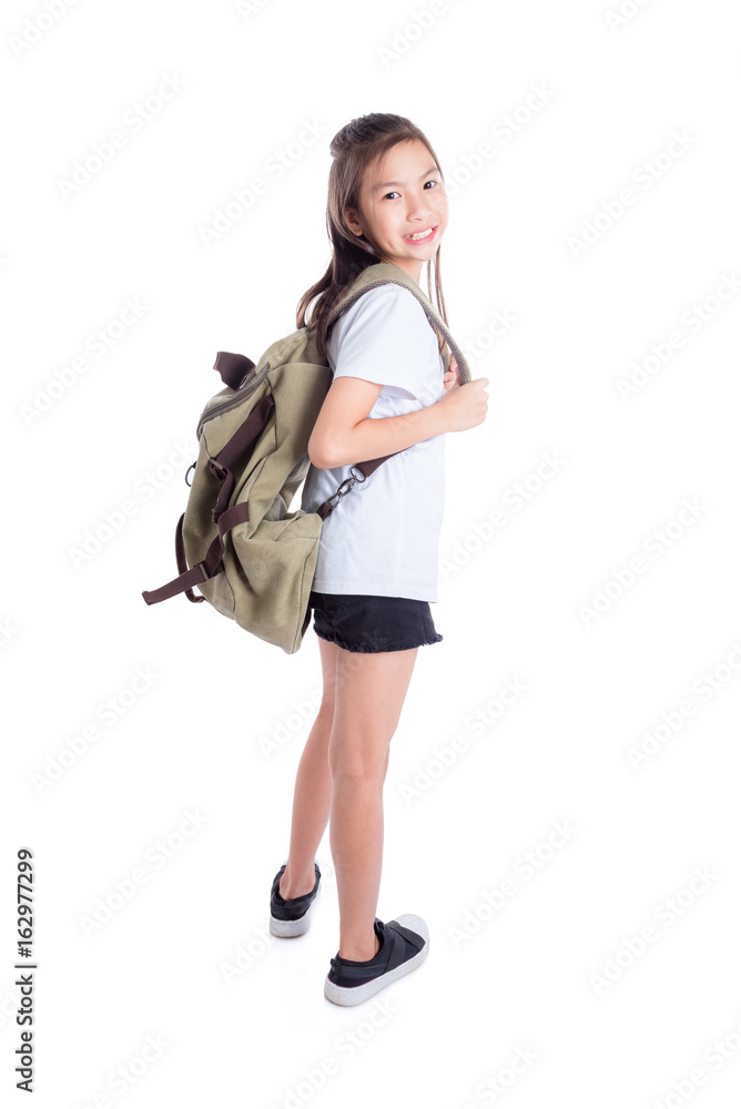 Young asian girl smiling over white background Young asian girl smiling over white background