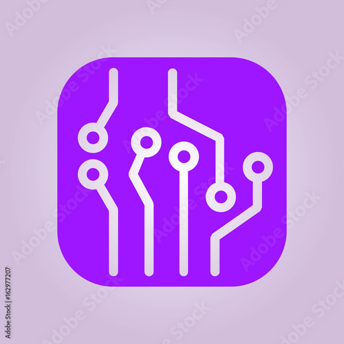 Circuit board icon. Technology scheme square symbol. Flat design style.