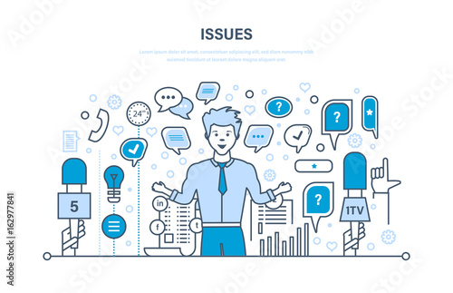 Questions and interviews, communications, information exchange. Dialog speech bubbles.