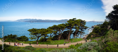 Photography Panorama of Land's End Trail with Golden Gate Bridge