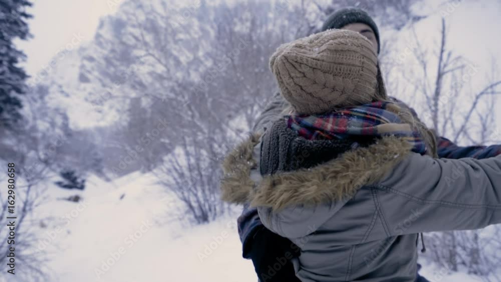 Closeup Of Adorable Couple Dancing In The Snow Closeup Of Adorable Couple Dancing In The Snow