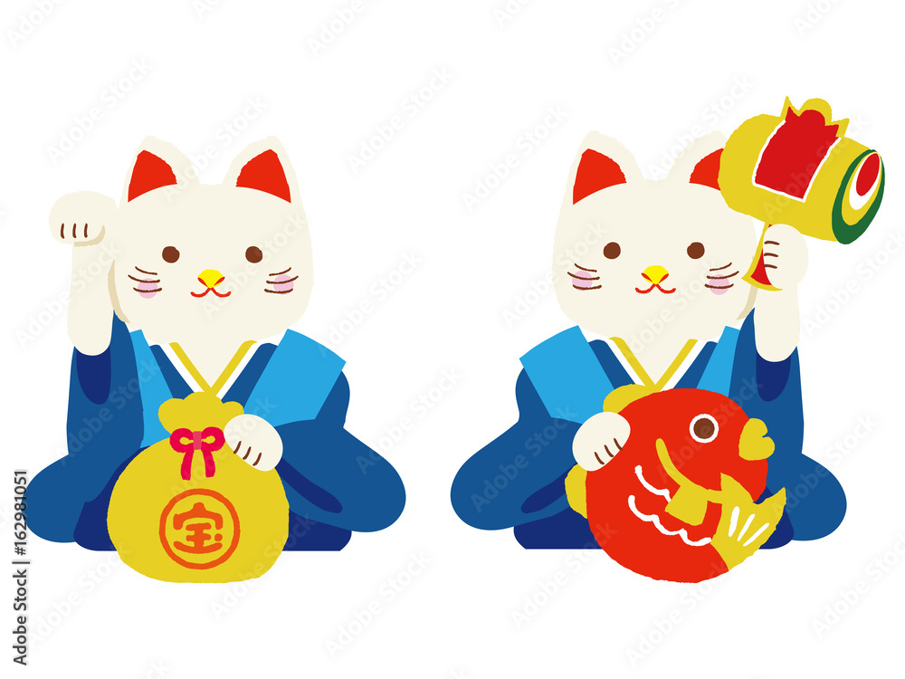 招き猫 正月イラスト 招き猫 正月イラスト