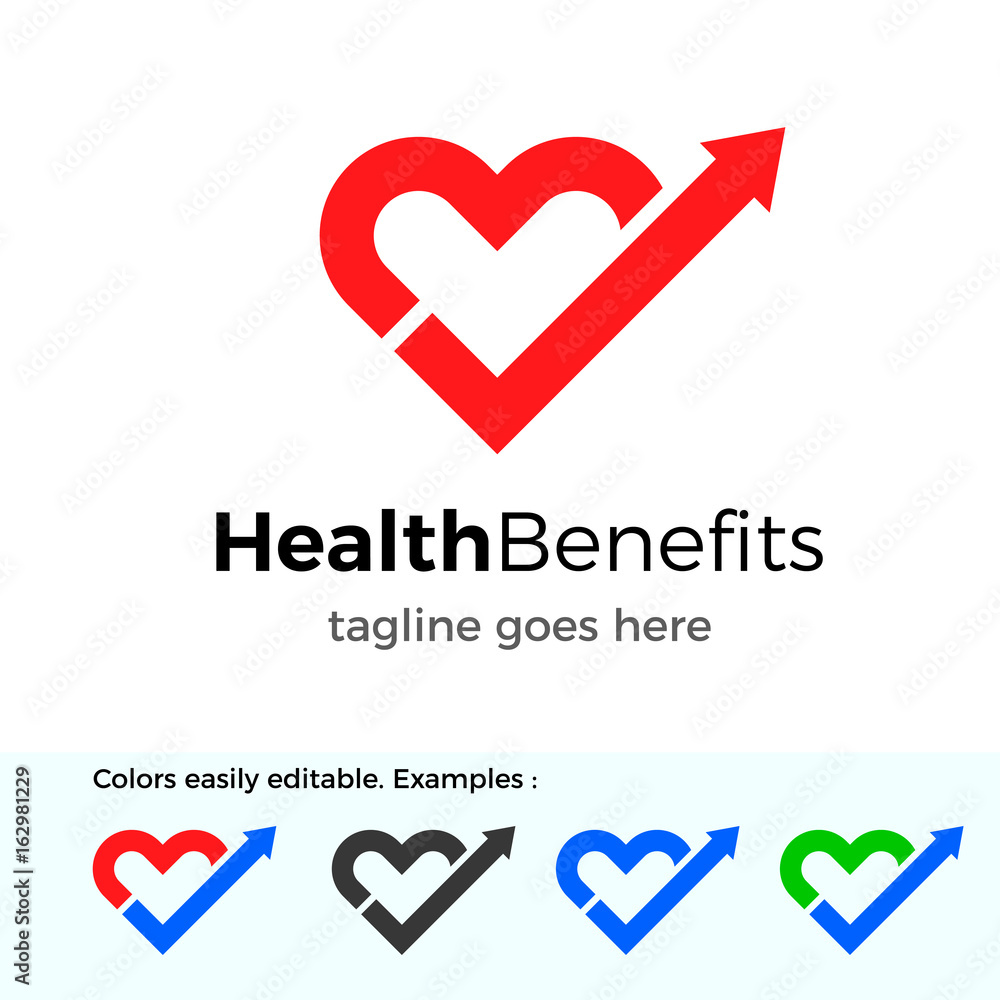 Health Benefits logo. Good health vector design concept