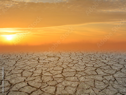 Drought land with sun shining