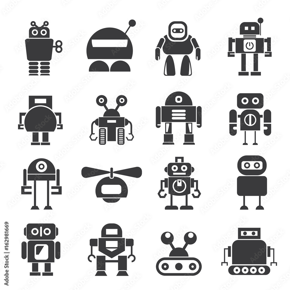 cute robot cartoon icons cute robot cartoon icons