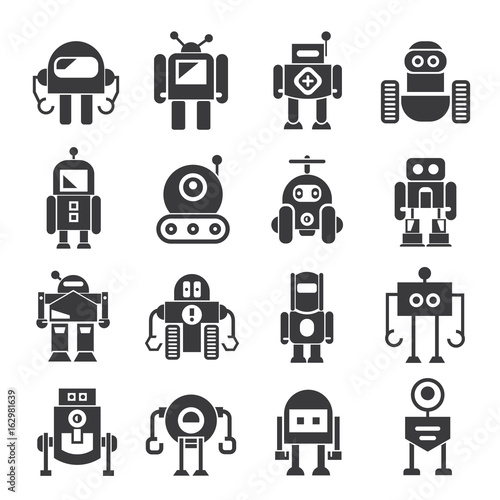 cute robot cartoon icons