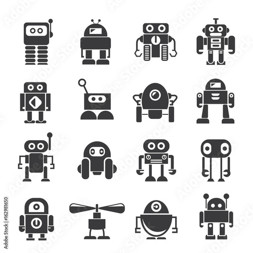 cute robot cartoon icons