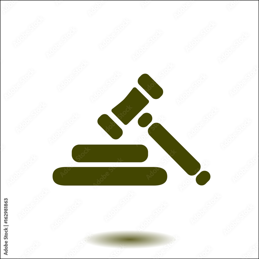 Auction hammer pictogram. Law judge gavel icon. Flat design style. Auction hammer pictogram. Law judge gavel icon. Flat design style.