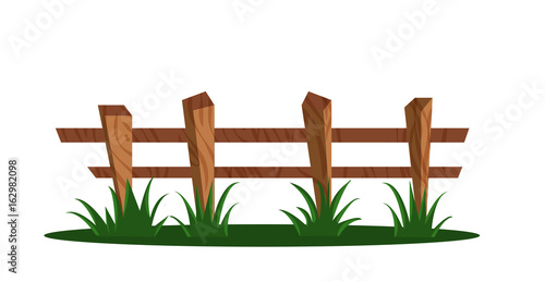 Wooden fence. Vector cartoon illustration.