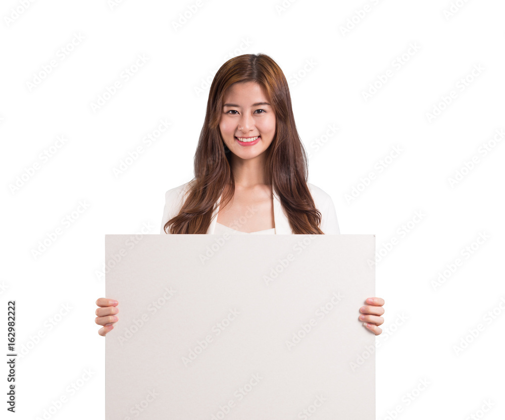 Pretty woman and copy space on white background Pretty woman and copy space on white background