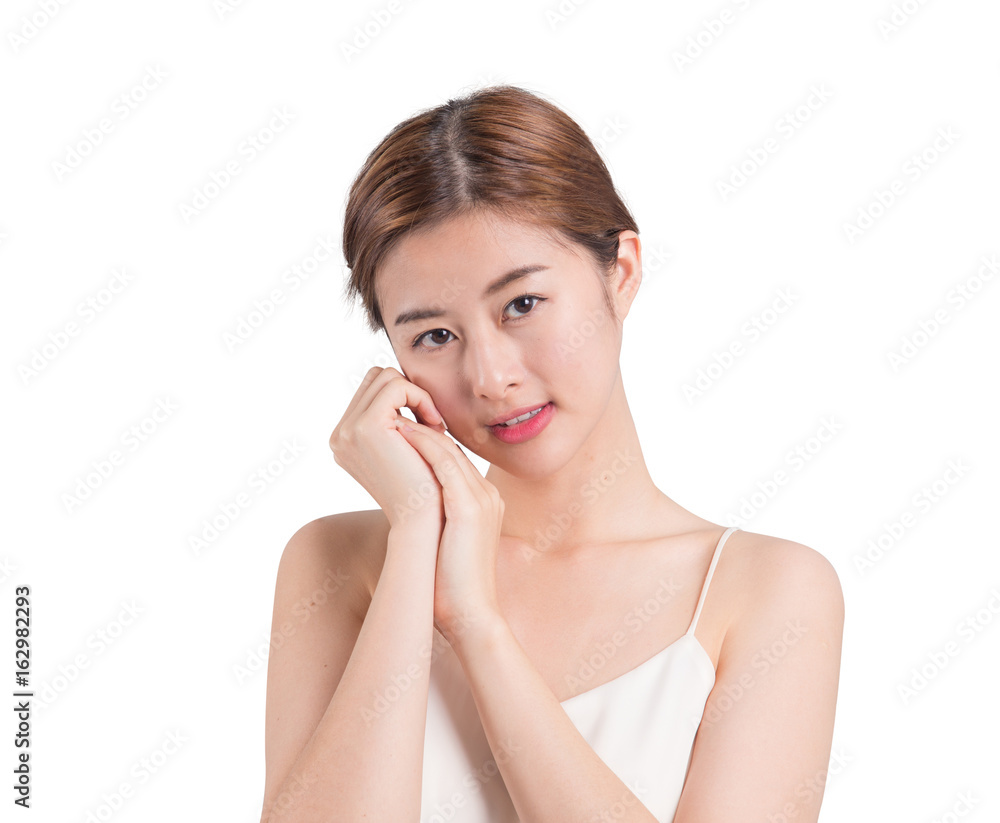 Charming asian woman with white skin on white background Charming asian woman with white skin on white background