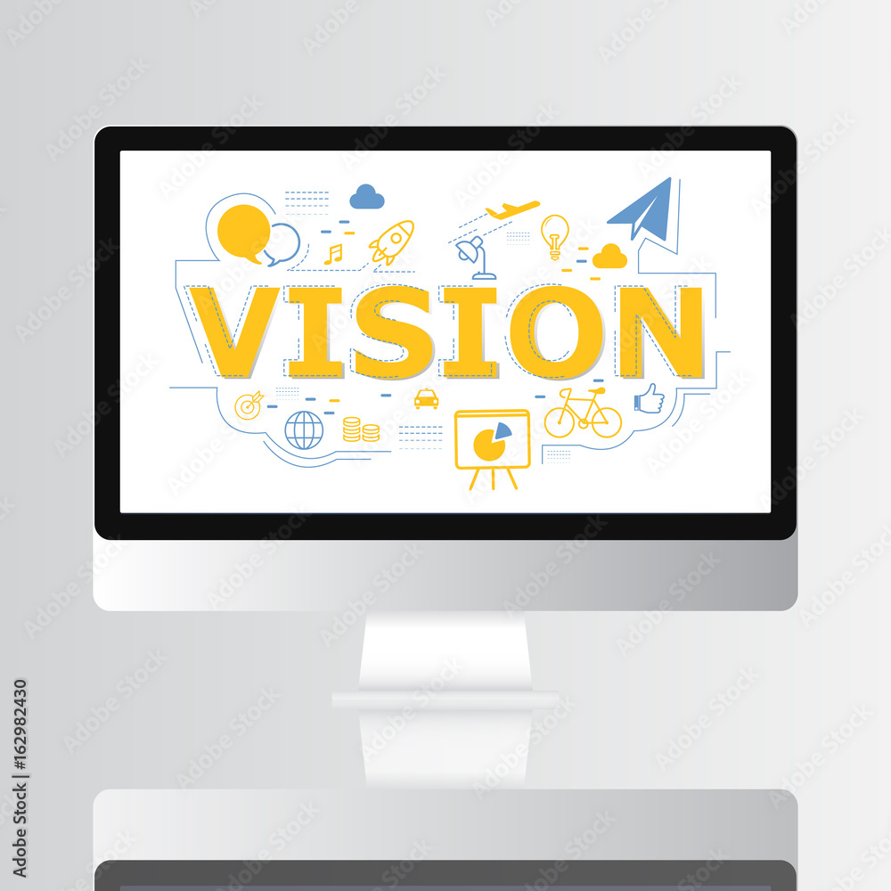 Vision icon on computer screen illustration Vision icon on computer screen illustration