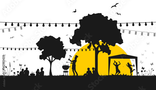 Silhouette Grillparty Picknick