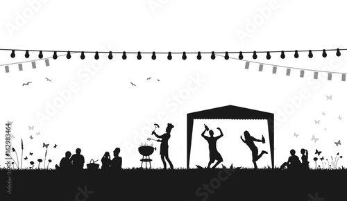 Silhouette Grillparty Picknick